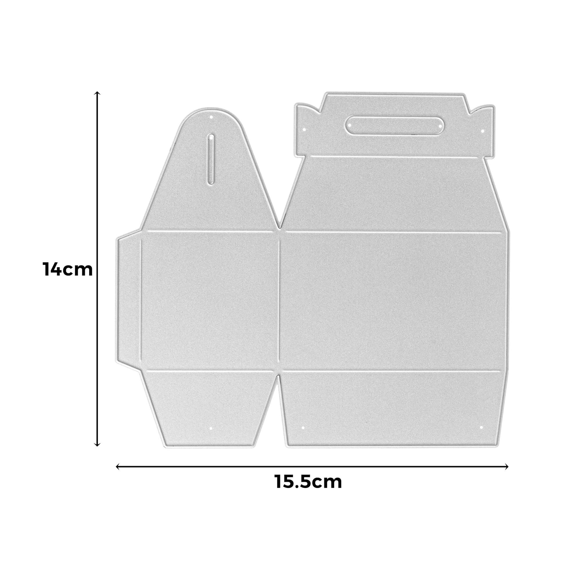 Die Stanzschablone Große Schachtel von Stanzenshop.de ist eine flache 14 x 15,5 cm große Schablone mit Falzlinien, Schlitzen und Laschen zum einfachen Basteln und Zusammenbauen von einzigartigen Gastgeschenken.