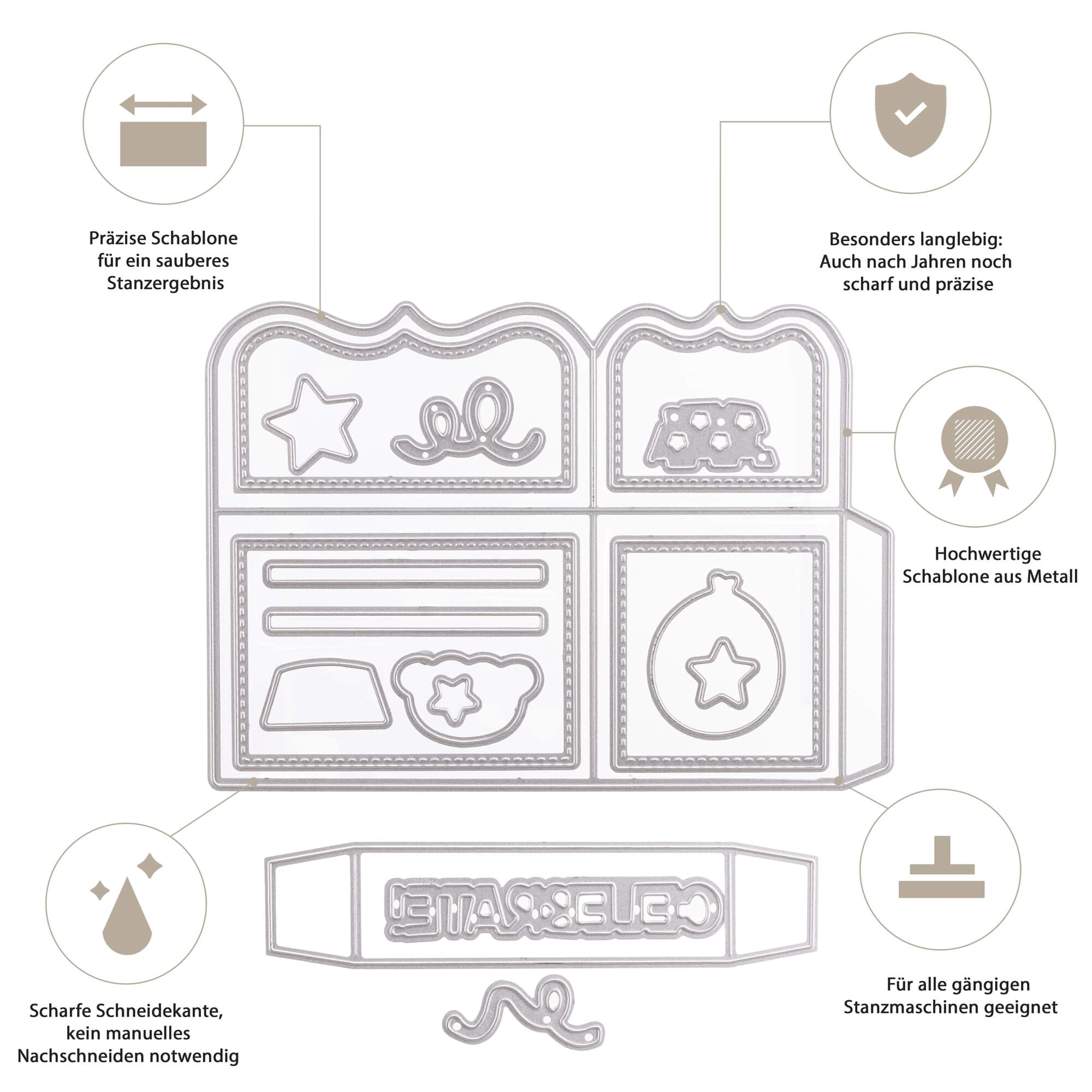 Das Stanzschablonen Pop up Karten Set von Stanzenshop.de bietet vielseitige Formen und Etiketten für präzise, langlebige Bastelergebnisse - perfekt für Ihre nächste Pop-up Karte.