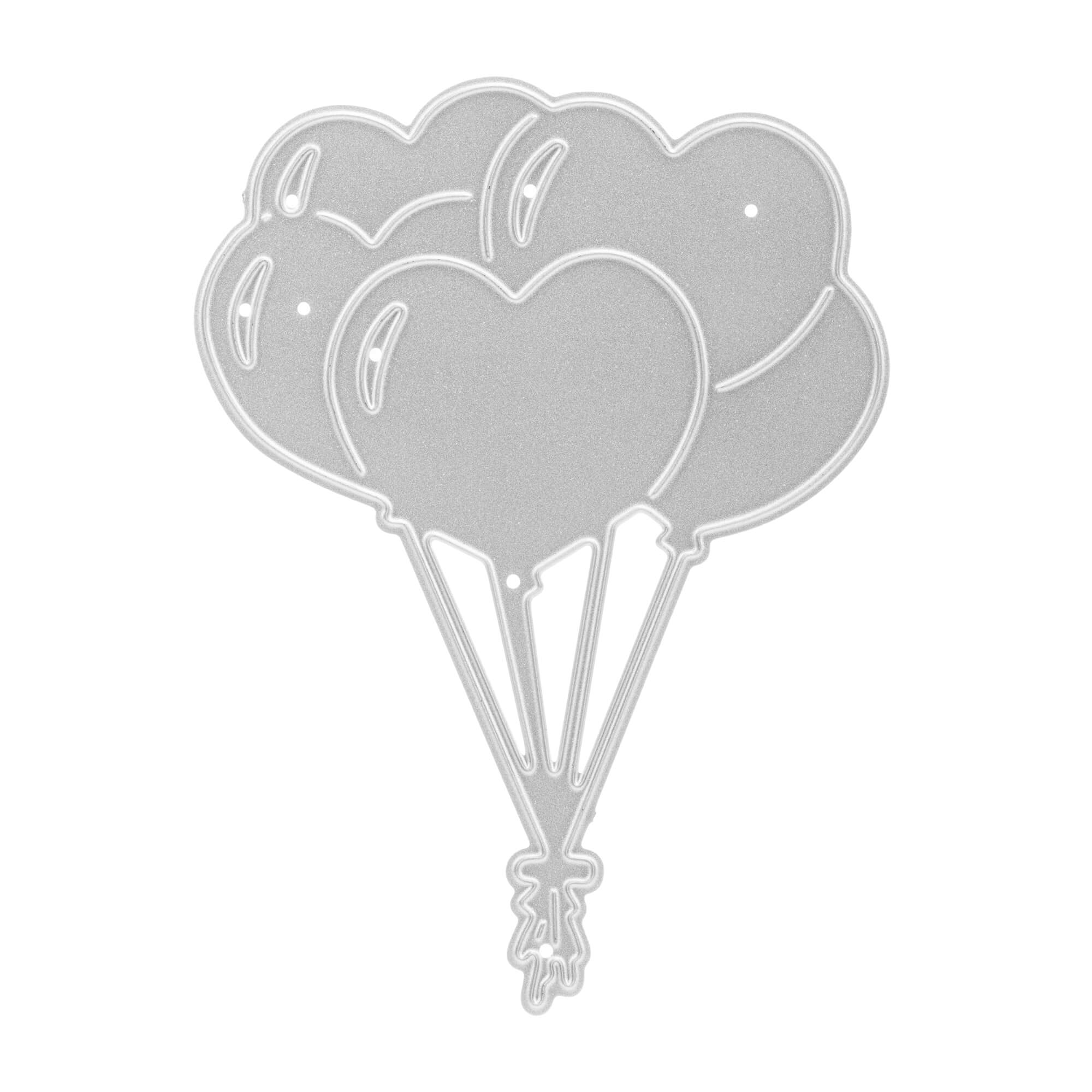 Die Stanzenshop.de Stanzschablone: Bund Luftballons in Herzform ist eine Metallstanze mit sechs zusammengebundenen Luftballons in Herzform - ideal für die Gestaltung einzigartiger Geburtstagskarten.