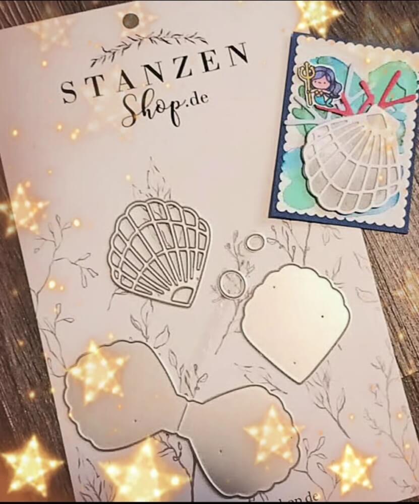 Größenangabe für Stanzschablone Muschel zum Aufklappen