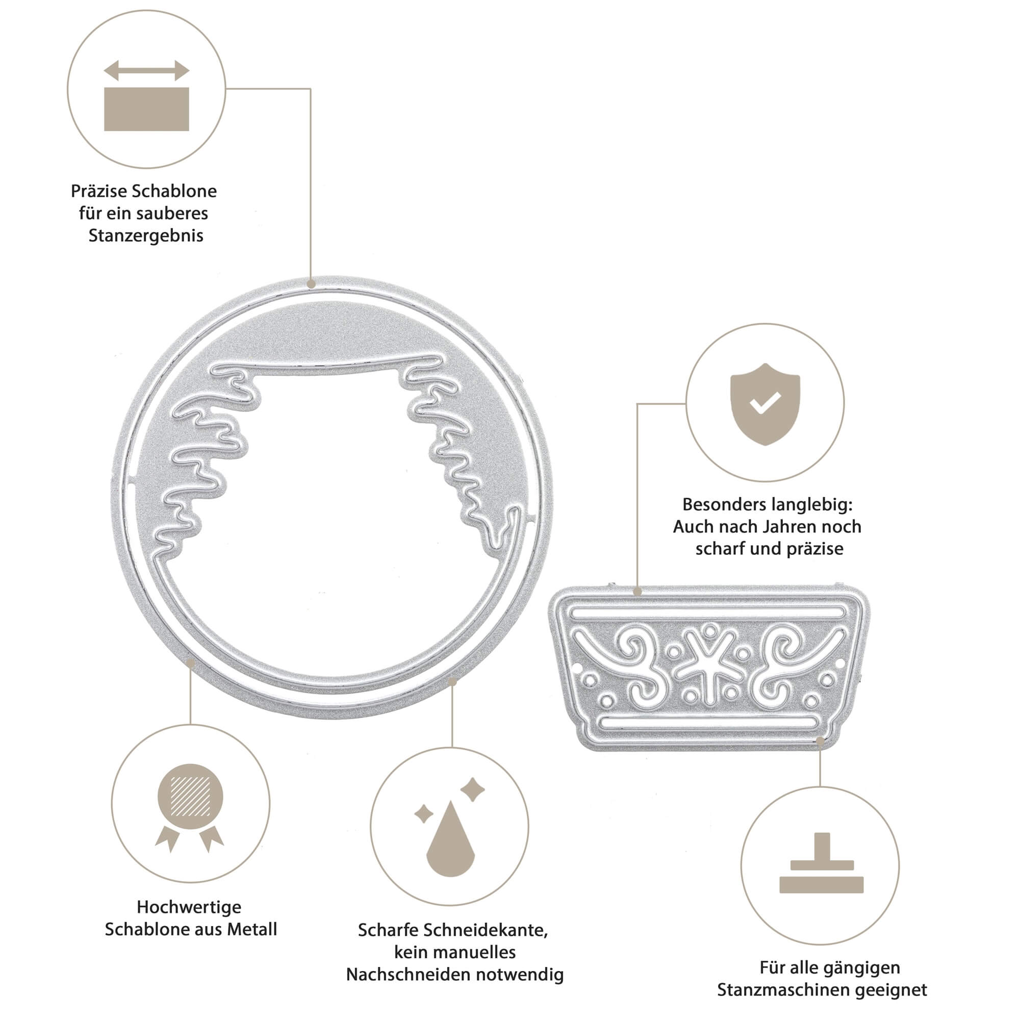 Stanzschablone: 3D Schneekugel mit Haus und Fuchs von Stanzenshop.de - saubere Schnitte, langlebig, scharfe Kanten, kein Nachschärfen nötig, kompatibel mit allen gängigen Stanzmaschinen - ideal für Bastelprojekte.