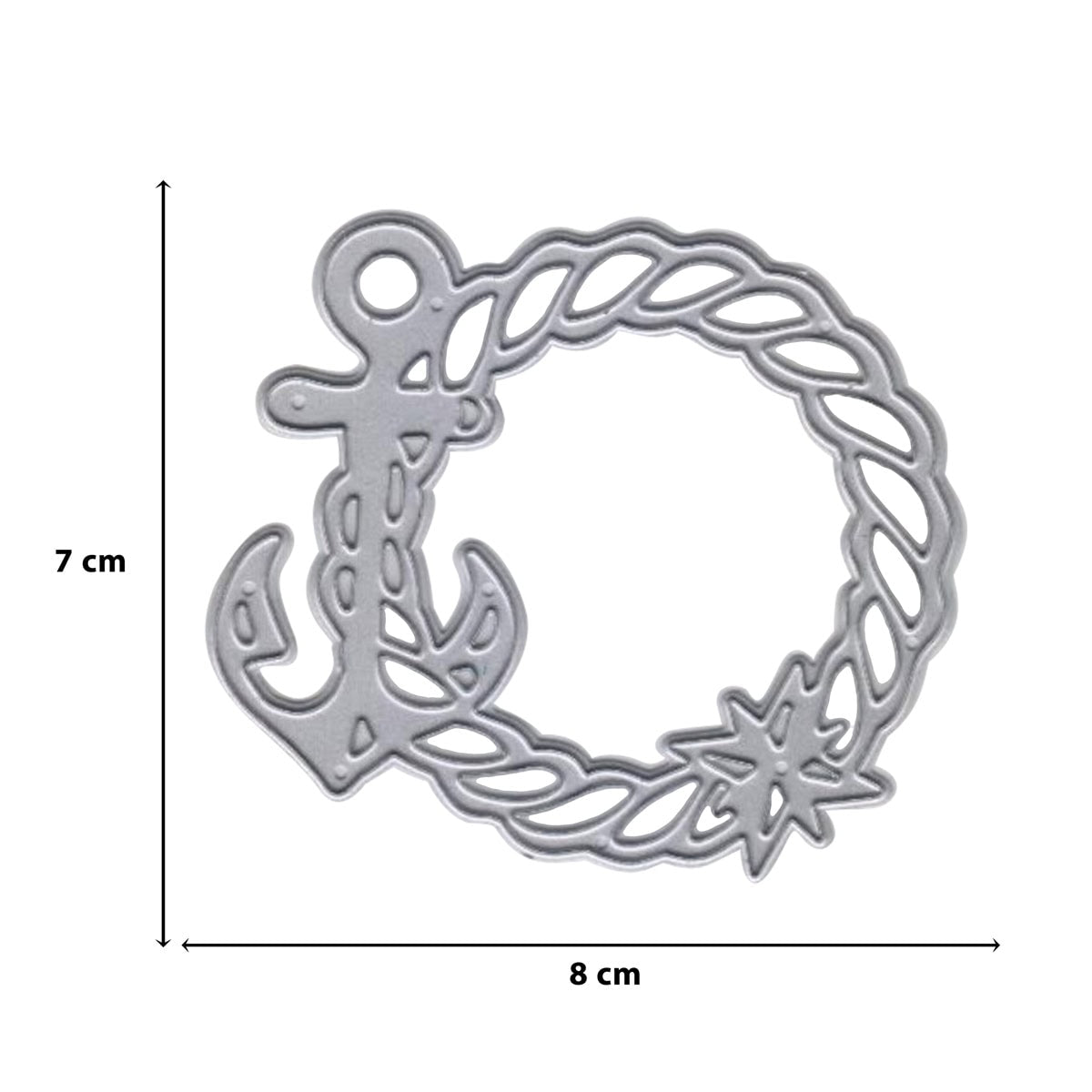 Die Stanzschablone Anker im maritimen Seilrahmen von Stanzenshop.de hat eine Größe von 7x8 cm und ist mit einem sternförmigen Seil versehen - perfekt für maritime Bastelprojekte oder zum Aufpeppen von Sommerkarten.