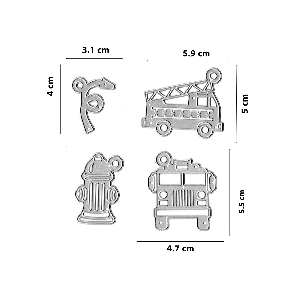 Das Stanzschablone Feuerwehreinsatz Set von Stanzenshop.de ist ideal für Bastelideen oder als Teil eines Feuerwehr-Sets bei einem Kindergeburtstag.