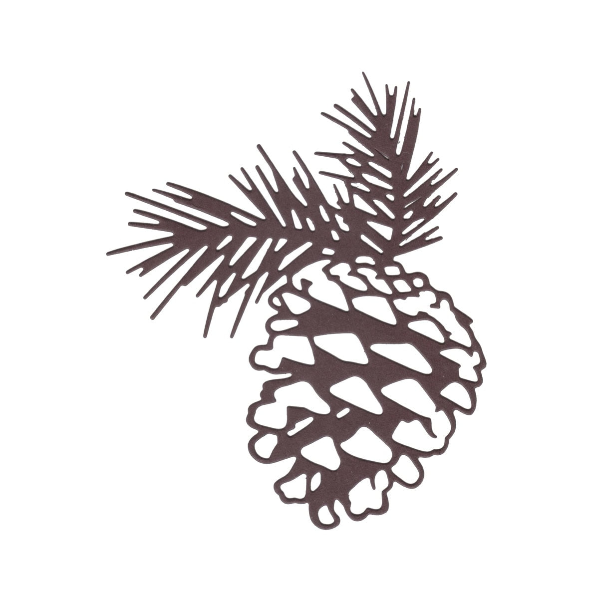 Die Stanzschablone Tannenzapfen mit Zweigen von Stanzenshop.de eignet sich ideal zum Karten basteln oder als Winter Deko für deine Projekte.