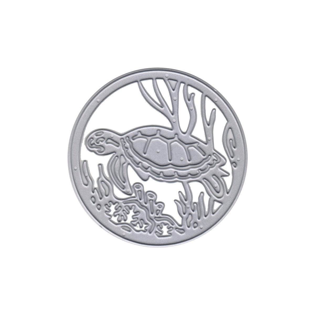 Die Stanzschablone Meeresschildkröte im Korallenriff von Stanzenshop.de zeigt eine Schildkröte im Korallenriff - perfekt, um maritimen Flair in deine Bastelprojekte zu bringen.