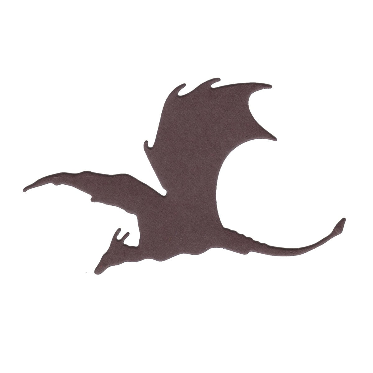 Stanzschablone Fliegender Drache von Stanzenshop.de: Eine Drache mit ausgebreiteten Flügeln auf weiß - ideal für Fantasy-Projekte oder als auffällige Deko für DIY-Karten.