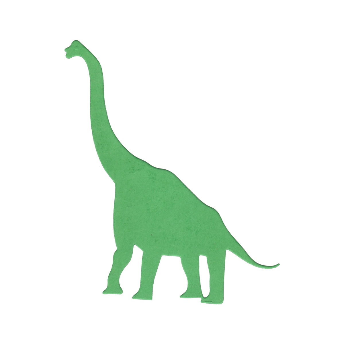 Die "Stanzschablone Dino mit langem Hals" von Stanzenshop.de zeigt eine grüne, langhalsige Dinosauriersilhouette - ideal für Kinderkarten-Projekte oder für Dino-Fans, die kreative Scrapbooks gestalten.