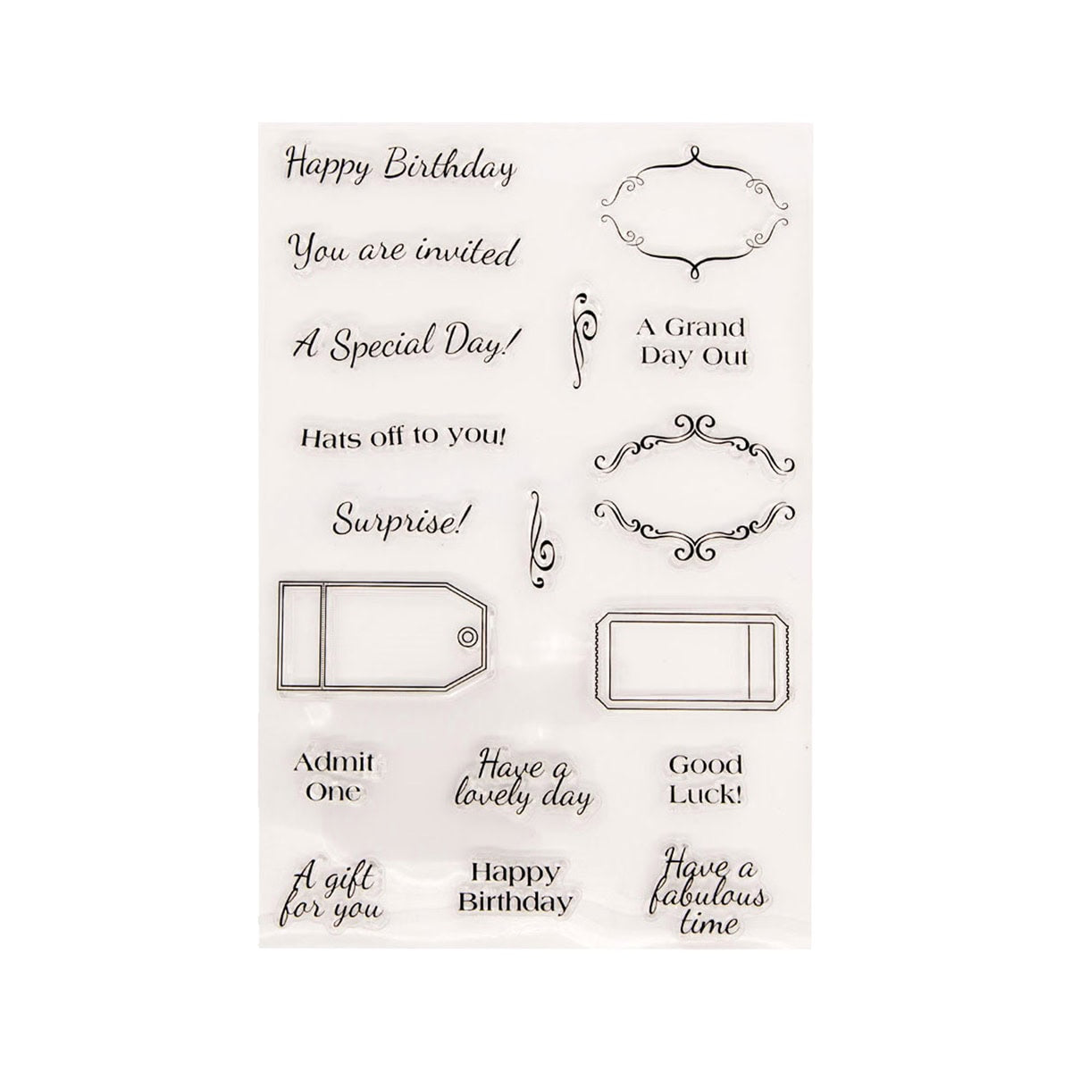 Das Clear Stamp und Stanzen Set - Vintage Label mit englischen Texten von Stanzenshop.de bietet Grüße, verschnörkelte Etiketten und nostalgische Motive - ideal für DIY Anhänger oder Geschenkanhänger auf Ihren handgemachten Projekten.