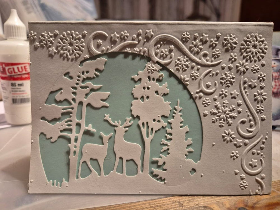 Größenangabe für Embossing Folder – Schneeflockenrahmen mit Sternen