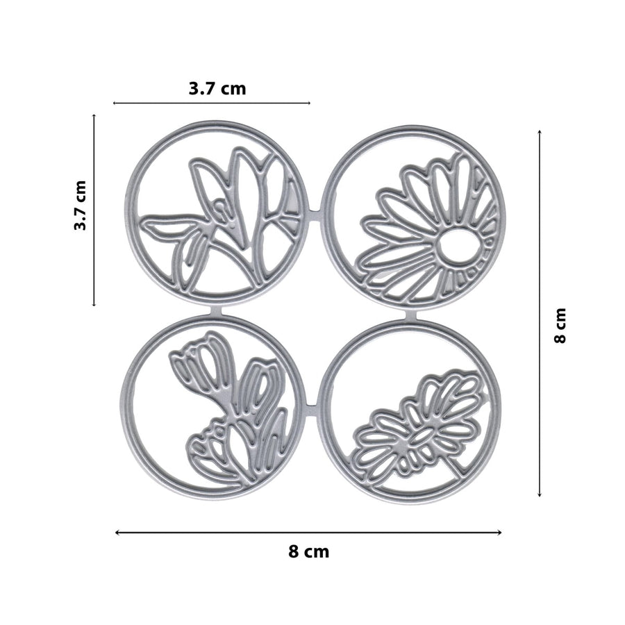 Größenangabe für Stanzschablone Blumenkreise