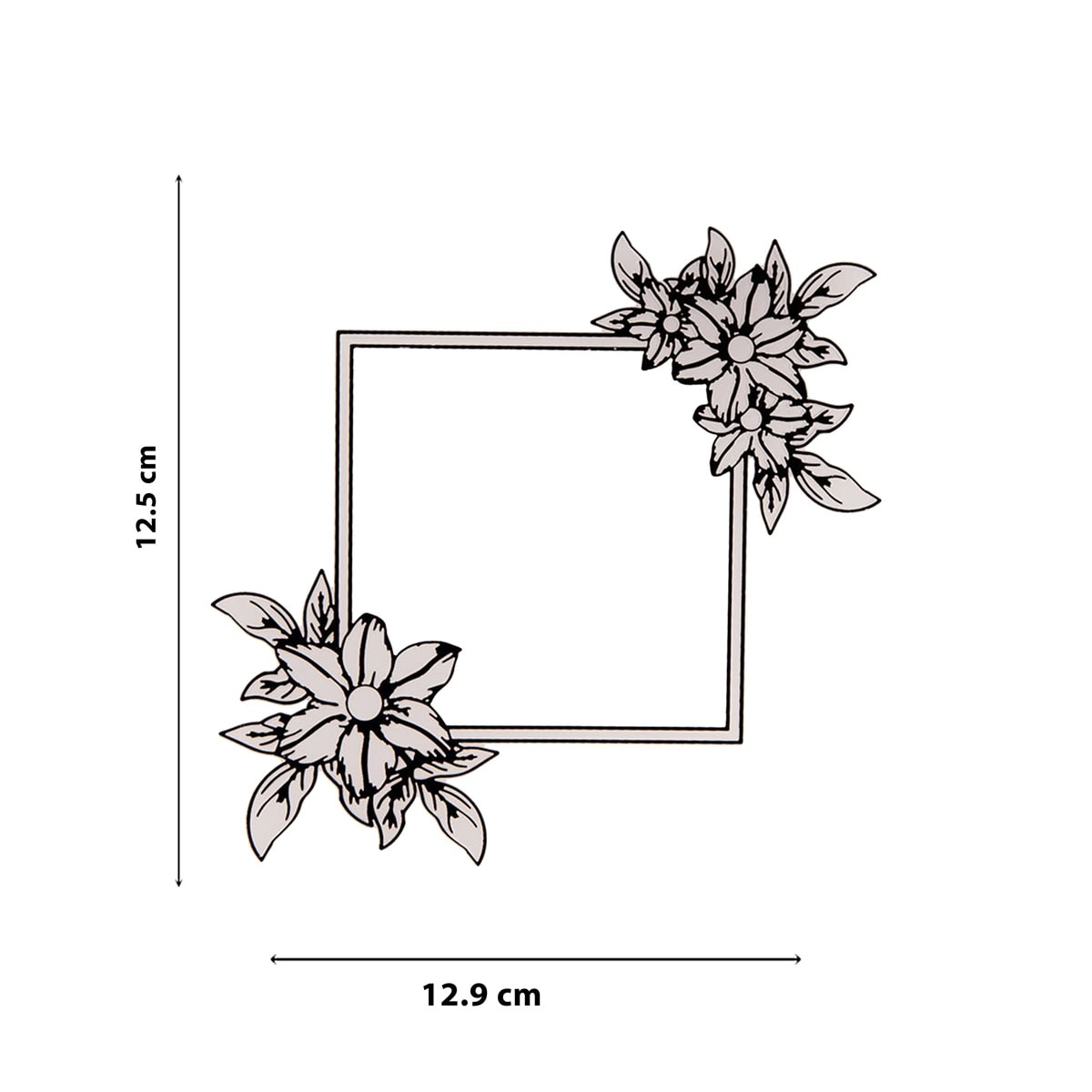 Der Embossing Folder - Blumenrahmen für deine Karten von Stanzenshop.de ist ein quadratischer Folder mit floralen Motiven oben rechts und unten links, ideal für Grußkarten. Größe: 12,5 x 12,9 cm.