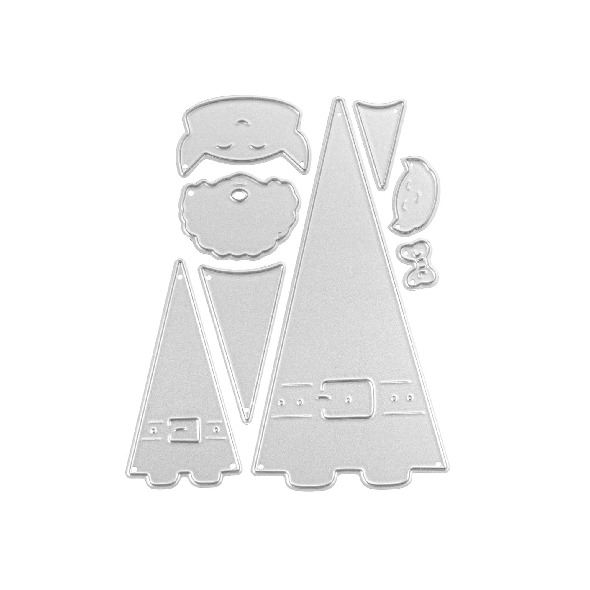 Die Stanzschablone Nikolaus und Wichtel von Stanzenshop.de bietet Metallstempel von Wichtelteilen - Mützen, Bärte, Nasen und Gürtel - ideal für festliche Wintermotive Basteln und kreative Stanzschablone Weihnachtsprojekte.