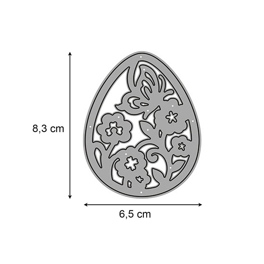Größenangabe für Stanzschablone Osterei mit Schmetterling und Blumen