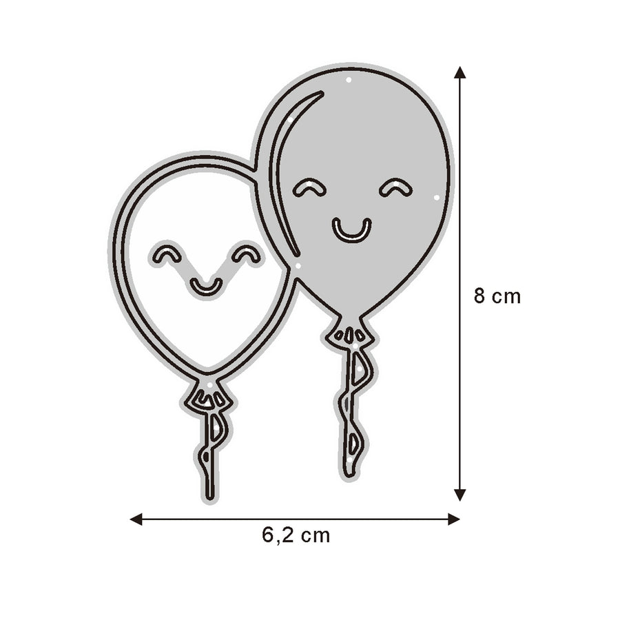 Größenangabe für Stanzschablone Fröhliche Ballons