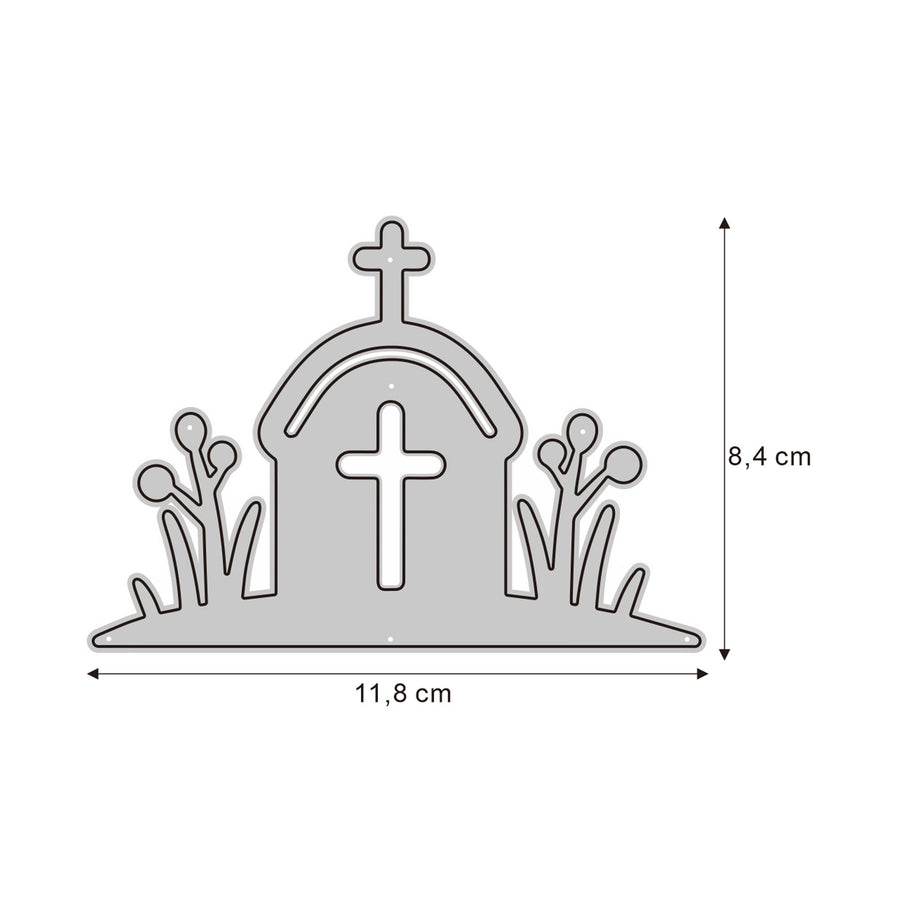 Größenangabe für Stanzschablone Grabstein mit Kreuz & Gräsern
