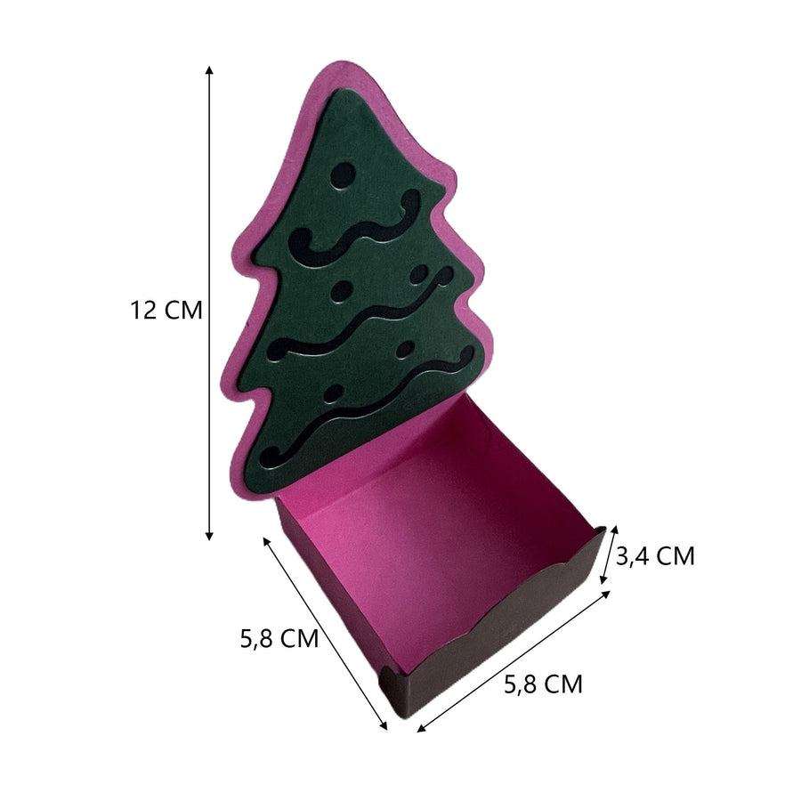 Größenangabe für Stanzschablone Tannenbaum Teelicht Schachtel 4-teilig