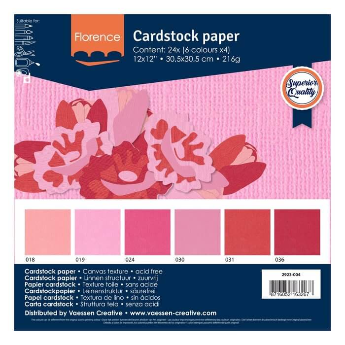 Ein Textur-Multipack aus rosafarbenem Karton aus Florenz mit Blumen darauf.