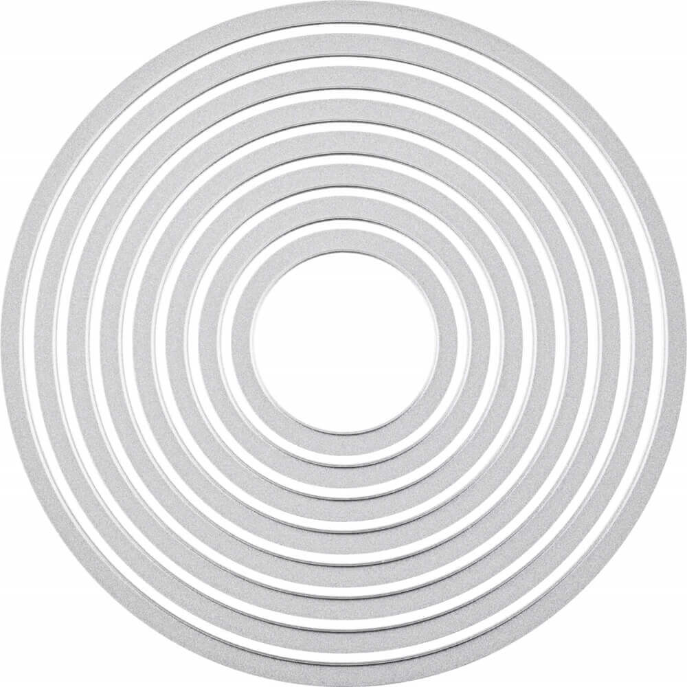 Ein Bild eines Sizzix Stanzformen-Sets Framelits(TM) „Circles“ Ø 3 - 10,7 cm auf weißem Hintergrund.
