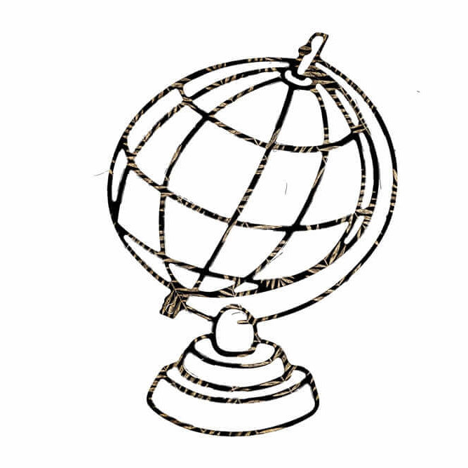 Die Stanzschablone: Großer Globus von Stanzenshop.de zeigt eine einfache schwarz-weiße Strichzeichnung eines Globus - ideal als Bastelergebnis oder für Ihre Scrapbooking-Projekte mit Stanzwerkzeugen.