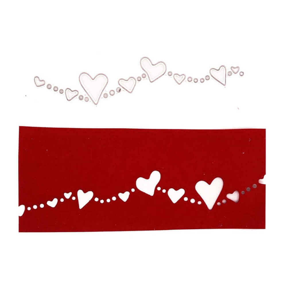 Gestalten Sie wunderschöne Valentinstagskarten aus hochwertigem Papier und einer Stanzschablone Herzband von Stanzenshop.de.
