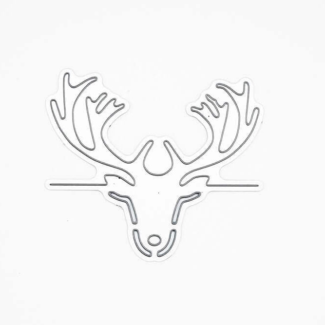 Minimalistische Stanzschablone "Tischkarte Rentierkopf" von Stanzenshop.de - ideal für Scrapbooking und kreative Tischkarten-Bastelprojekte.