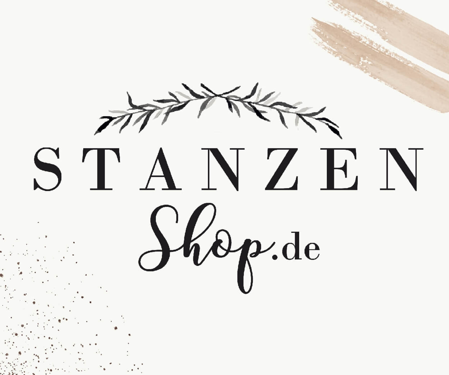 Das Logo für "Stanzenshop.de" zeigt einen belaubten Zweig und Farbakzente auf hellem Hintergrund. Perfekt für Papierbasteln-Fans, die Metall-Stanzschablonen lieben, jetzt erhältlich als Stanzenshop.de Gutschein.
