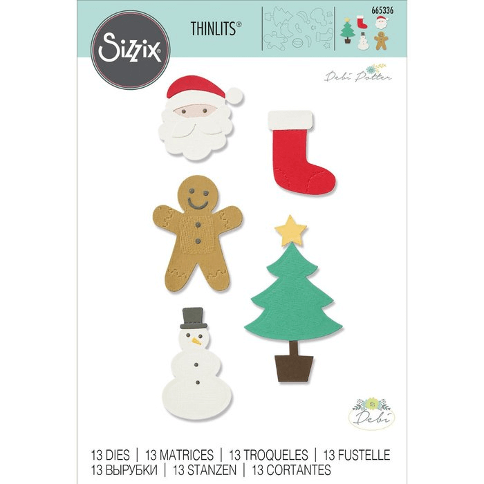Größenangabe für Sizzix 665336Thinlits 13PK Grundlegende Weihnachtsformen von Debi Potter
