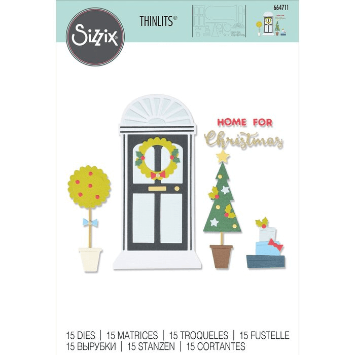Größenangabe für Sizzix 664711Thinlits 15PK Zuhause für Weihnachten