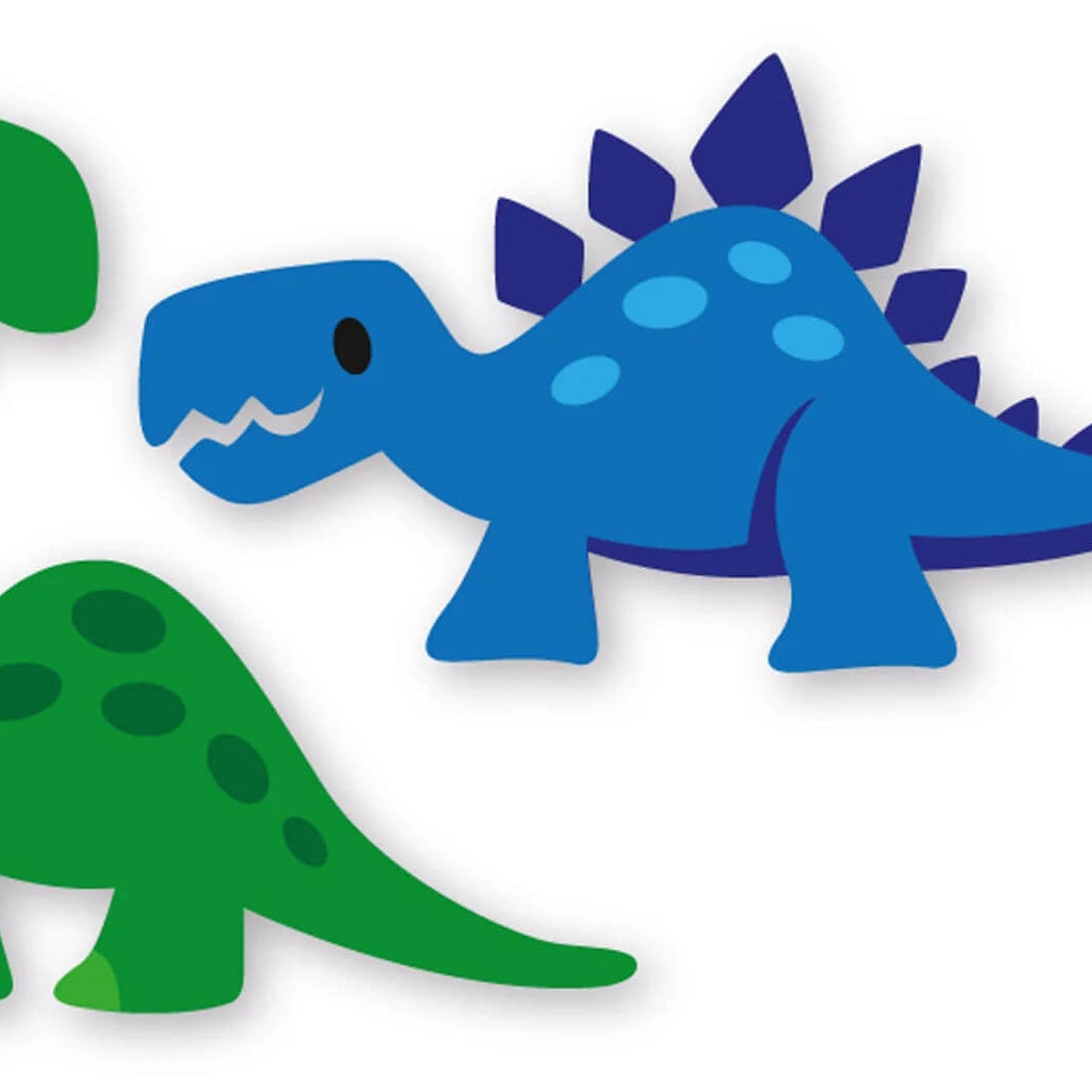 Marianne Design - Collectables Präge- und Stanzschablone Eline's Dinosaurier: Ein grüner Sauropode und ein blauer Stegosaurus in einfachen Formen, perfekt für Scrapbooking oder Stanzen, von Marianne Design.