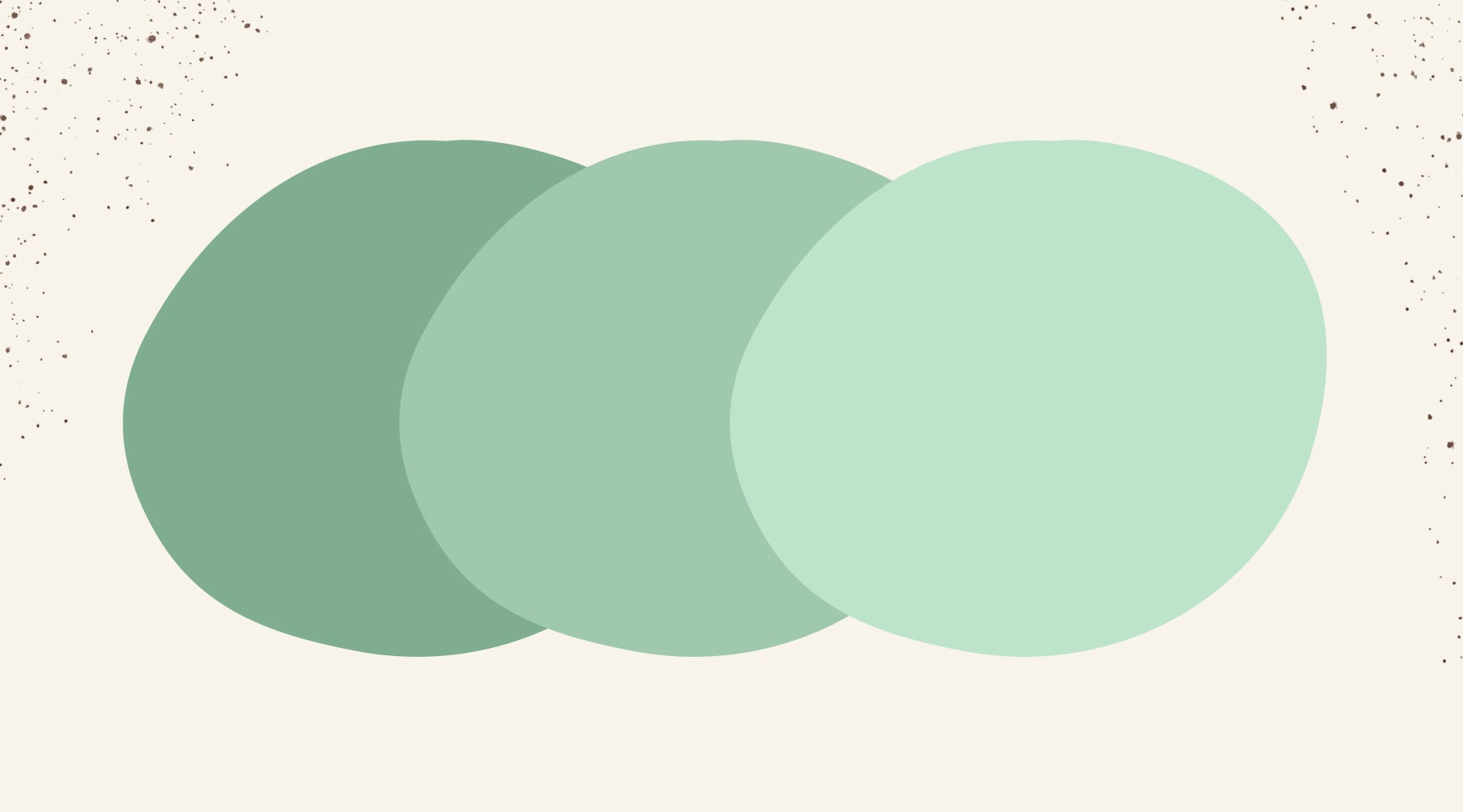 Drei grüne Kreise auf beigem Hintergrund.