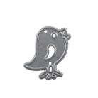 Die Stanzschablone "Vogel mit Haus" von Stanzenshop.de ist ein Metallstempel in Form eines Vogels mit Augen- und Flügelausschnitten - ideal für die Heimdekoration - auf weißem Hintergrund.