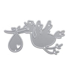 Die "Stanzschablone Storch mit Beutel im Schnabel" von Stanzenshop.de ist eine Metallstanze eines Storches, der ein Bündel mit Herz-Detail trägt - ideal für Basteln, Scrapbooking oder Kartenprojekte.