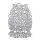 Die Stanzschablone: Eule von Stanzenshop.de ist eine silberne, detailreiche Metallstanze in Form einer Eule - ideal als Bastelschablone für kreative Scrapbooking- oder Bastelprojekte.