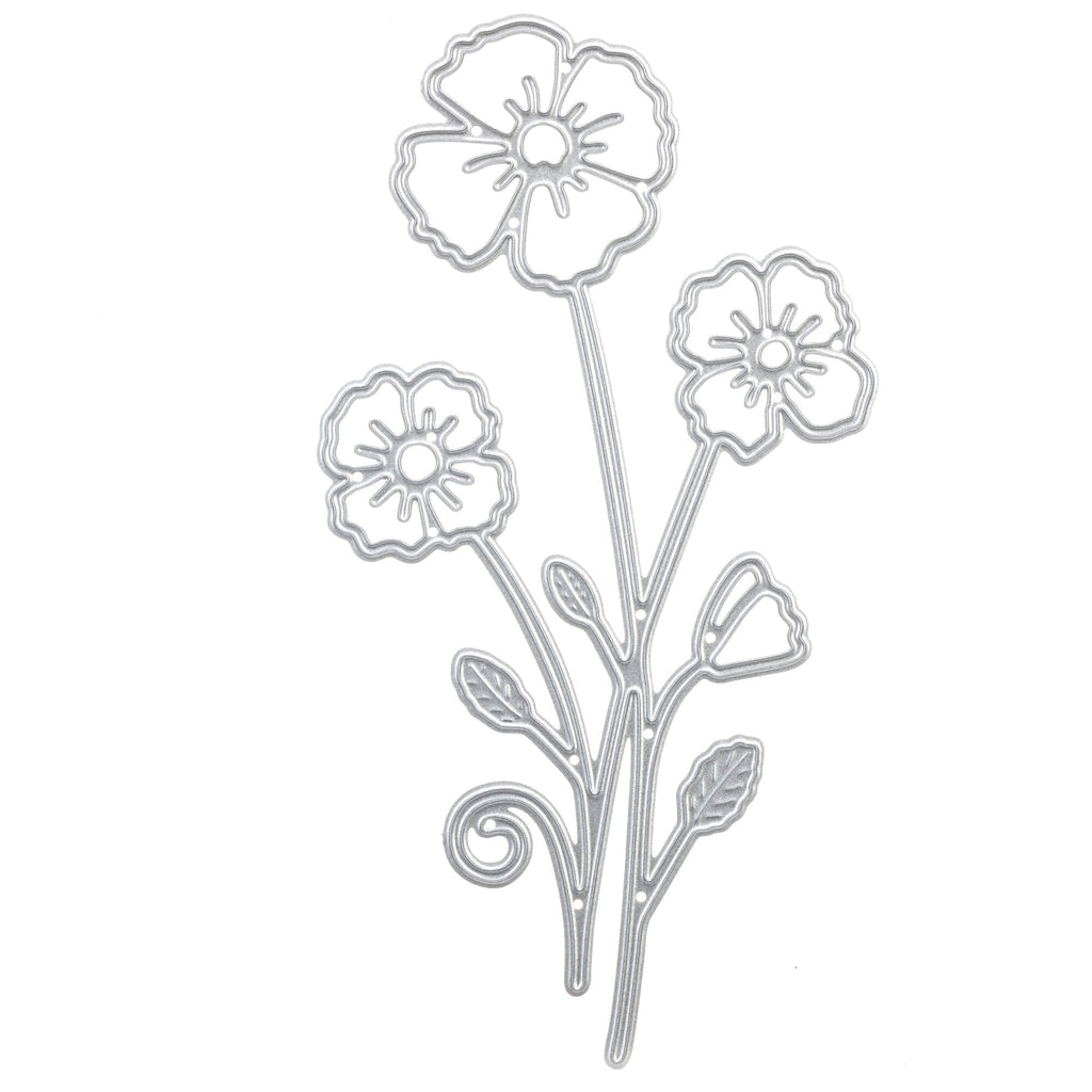 Drei Stanzschablonen aus Metall für Bastelergebnis.
Produktname: Stanzschablone Blume mit drei Blüten
Markenname: Stanzenshop.de