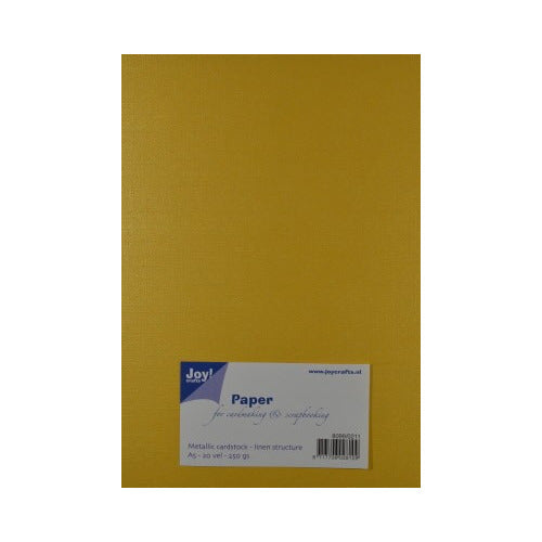 Ein Joy!Crafts Papierset Metallic A5 20 Seiten Gelb – 200 g/m² mit weißem Hintergrund.