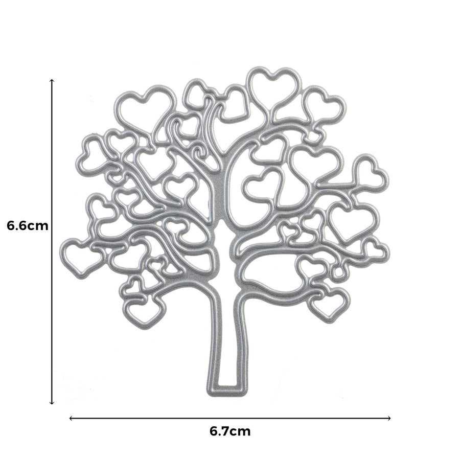 Größenangabe für Stanzschablone: Baum mit Herzen