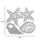 Die Stanzschablone "Zwei Muscheln und zwei Seesterne" von Stanzenshop.de enthält Meeresmotive, jeweils 5,8 cm hoch und 6,3 cm breit - ideal zum Basteln.