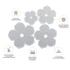 Die Stanzschablone: Blume aus mehreren Einzelteilen von Stanzenshop.de enthält vier Metallic-Blumenstempel, die sich durch Präzision, Haltbarkeit und Schärfe auszeichnen - ideal für Scrapbooking und Bastelprojekte.