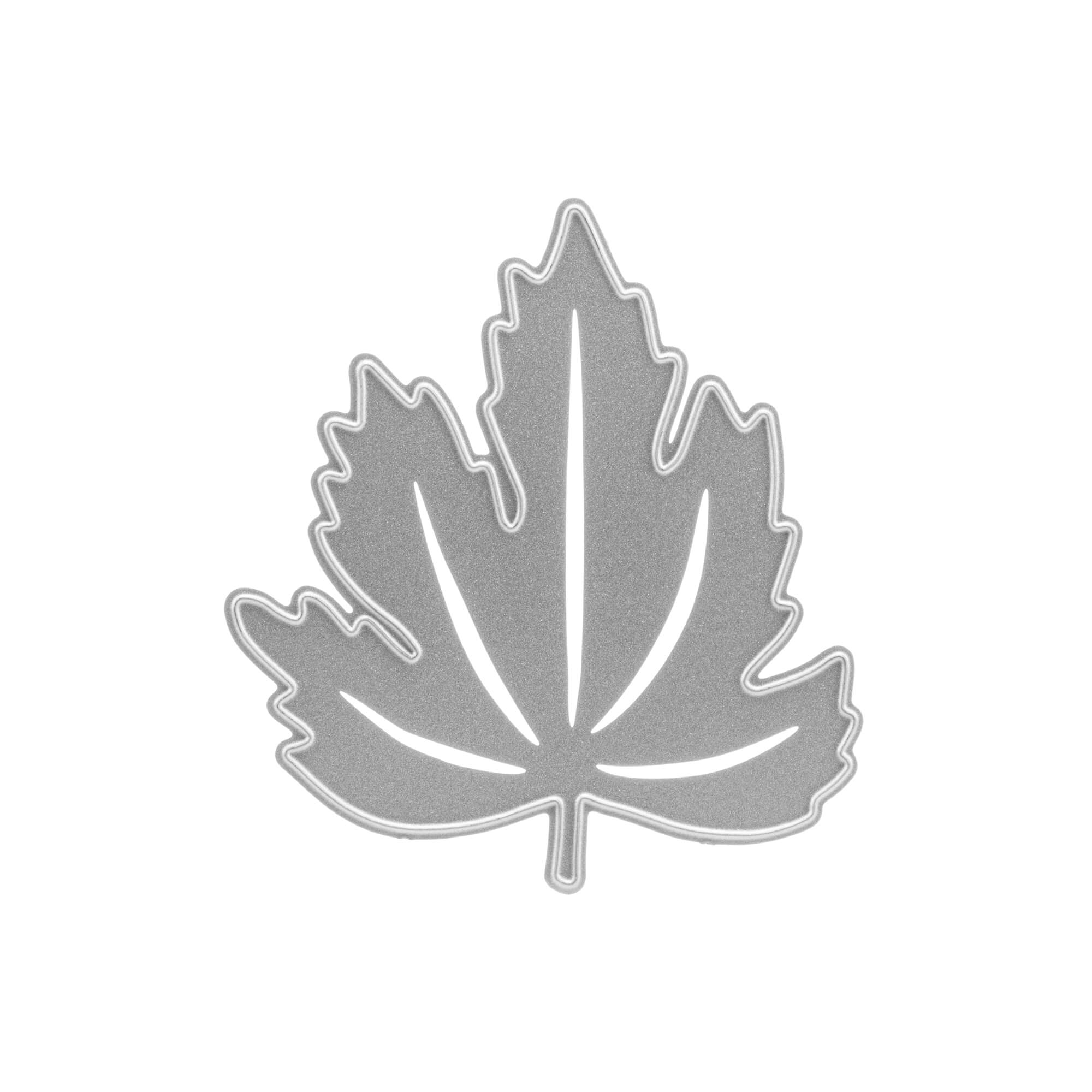 Die Stanzenshop.de Stanzschablone: Ahornblatt ist eine metallische Ahornblattstanze mit scharfkantigen Lappen, ideal zum Basteln oder Scrapbooking, abgebildet auf einem schlichten weißen Hintergrund.