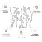 Die "Stanzschablone Fünf verschiedene Äste" von Stanzenshop.de enthält fünf Metallschablonen in Astform mit deutschen Beschriftungen und Icons-ideal zum Scrapbooking und Basteln.