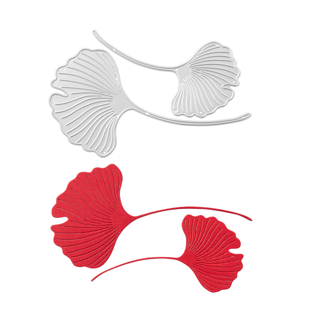 Zwei Paar Topseller Set - 5 Stanzen Ohrringe in Blattform, einer in Silber und einer in Rot, dargestellt auf weißem Hintergrund, perfekt für Bastelliebhaber. Marke: Stanzenshop.de
