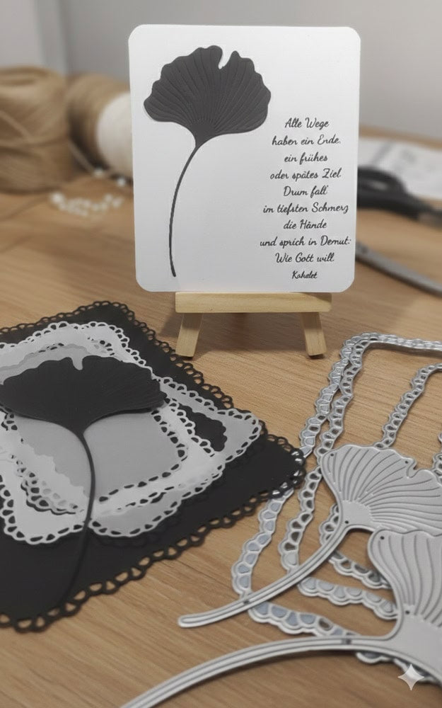 Inspiration Stanzschablone Zwei Ginkgoblätter