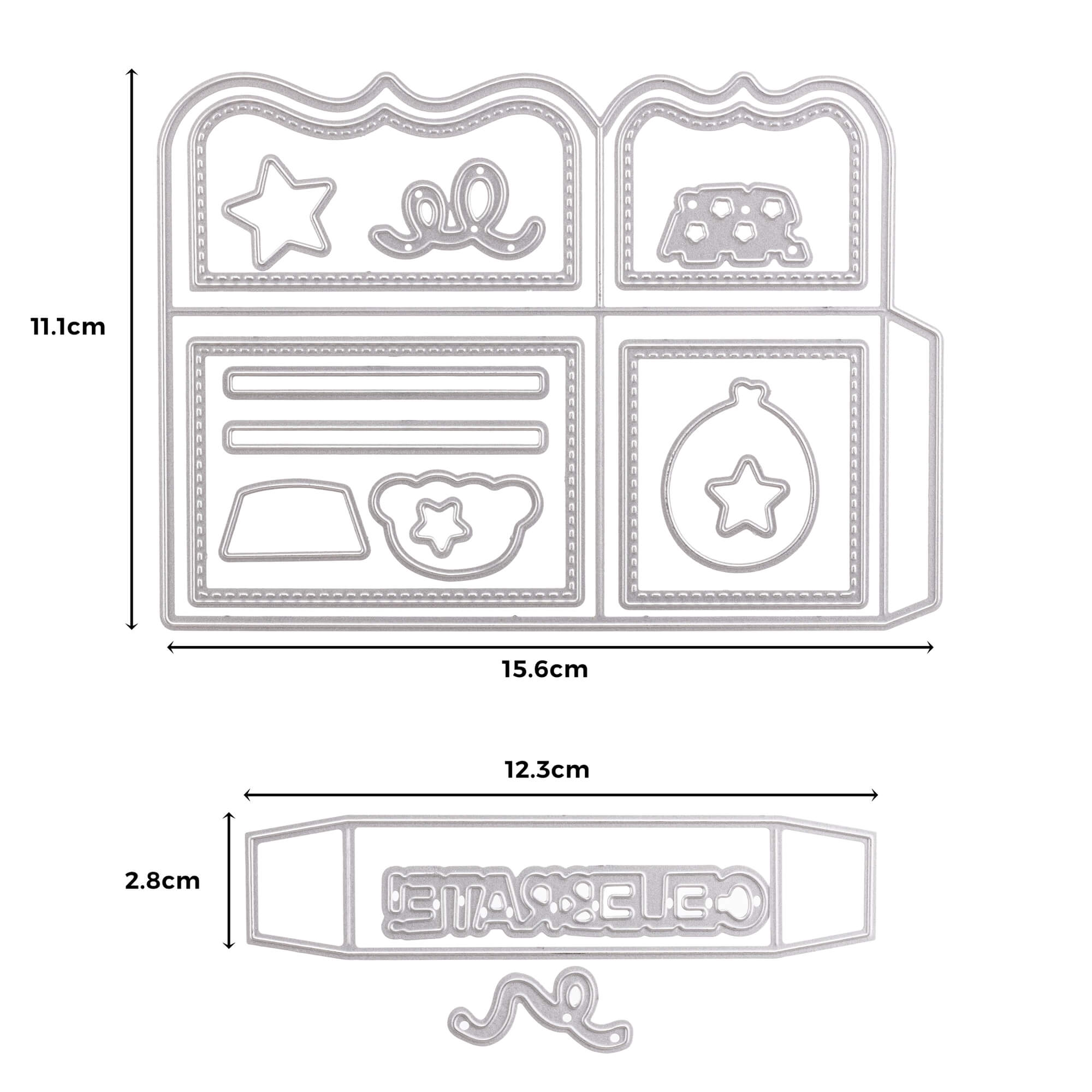 Die Stanzschablone Pop up Karte von Stanzenshop.de enthält Stanzformen aus Metall in Form von Sternen, einem Ballon und Schnitten - ideal für Ihre nächste Pop up Karte. Größen: 11,1 x 15,6 cm und 2,8 x 12,3 cm (siehe Abbildung).