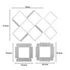 Ein Muss für die Bastelbox: Die Stanzschablone Quadratische Box von Stanzenshop.de besteht aus quadratischen und gewellten Metallstempeln, wobei die größte 17,2 x 17 cm misst; kleinere Größen sind unten auf weißem Hintergrund abgebildet.