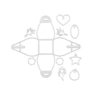 Flache Stanzschablonen von Stanzenshop.de, darunter die Stanzschablone Schmuckkästchen mit Schachtelkontur, Herzen, Sterne, Sechsecke, Ovale, Zweige und Anhänger - ideal zum Basteln von Geschenkschachteln oder Schmuckkästchen.