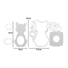 Die Stanzschablone Aufsteller Katze von Stanzenshop.de enthält Metall-Die-Cuts in Katzenform und Accessoires (10x5cm, 9x5cm, 7,3cm breit) - ideal für kreative Bastelprojekte!.