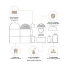 Eine Skizze zeigt die Stanzschablone Quadratische Schachtel mit Verzierungen - Präzisionsstanzform mit scharfen, haltbaren Kanten für Basteln; passt auf gängige Maschinen und erfordert kein manuelles Nachschärfen.