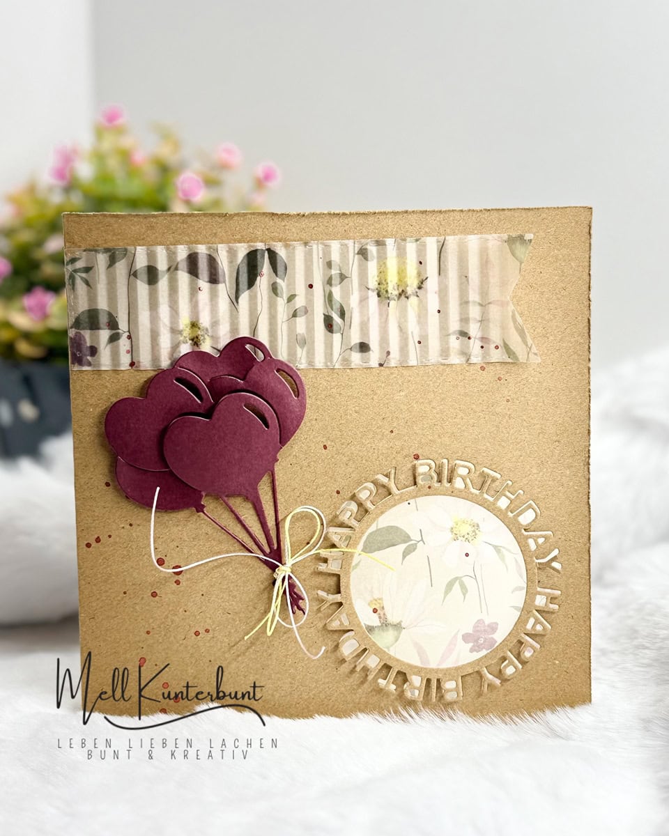 Inspiration Stanzschablone Happy Birthday auf rundem Schriftzug