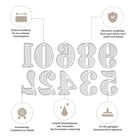 Die "Stanzschablone: Zahlen 0 - 9" von Stanzenshop.de bietet langlebige, scharfe Metallzahlen - passend für gängige Stanzmaschinen. Perfekt fürs Basteln und Scrapbooking!.