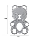 Die Stanzschablone Teddybär von Stanzenshop.de ist eine silberne Metallstanze, 6,2 x 4 cm, mit gestickten Details und Ausschnitten - ideal für Basteln oder Scrapbooking-Projekte.